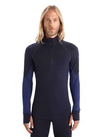 Icebreaker BodyfitZone™ Merino 260 Zone Long Sleeve Half Zip Thermal Top Miesten Base Layers Laivastonsininen Kuninkaallinen Sininen Laivastonsininen | FI 1348ZUTG